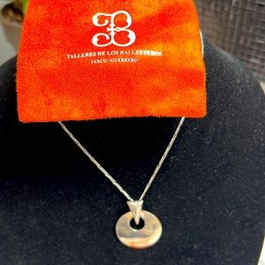 BALLESTEROS, Solid 925 Sterling Silver Chain  15” long & Finish Circle in 925